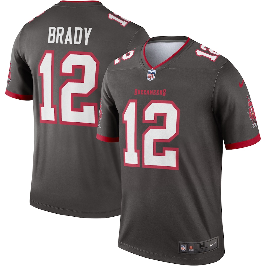 Men's Tampa Bay Buccaneers Tom Brady Nike Pewter Alternate Legend Player Performance Top - U-jersey