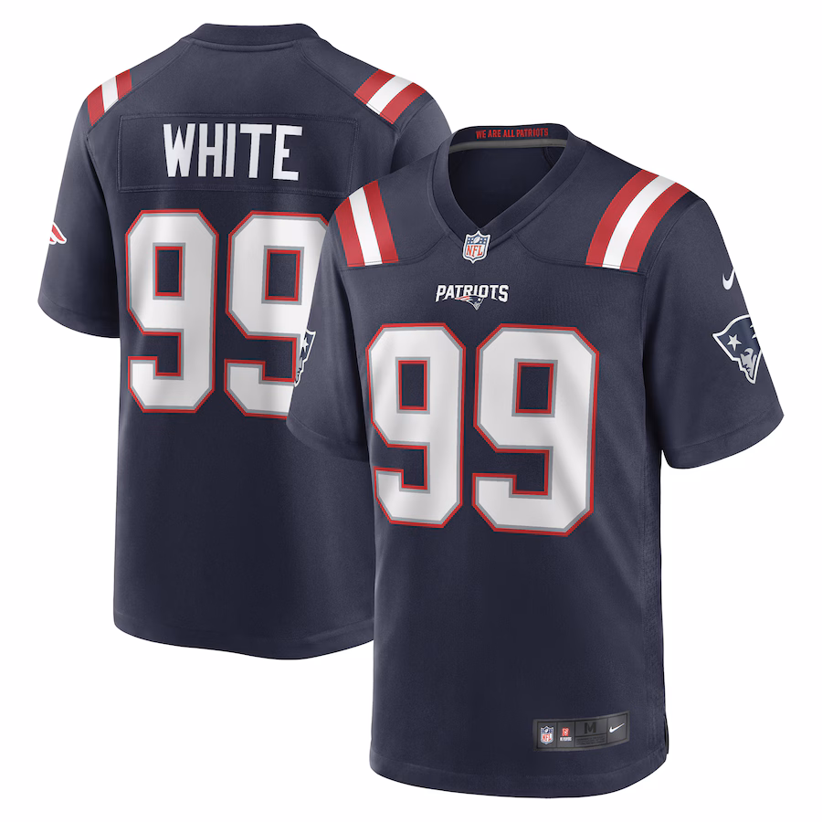 Men's New England Patriots Keion White Nike Navy Game Jersey - U-jersey
