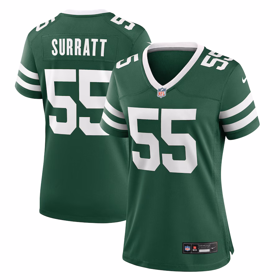 Women's New York Jets Chazz Surratt Nike Legacy Green Team Game Jersey - U-jersey
