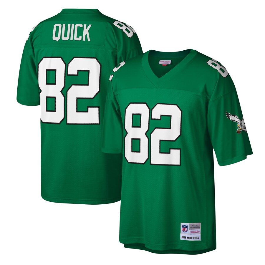 Men's Philadelphia Eagles Mike Quick Mitchell & Ness Kelly Green Legacy Replica Jersey - U-jersey