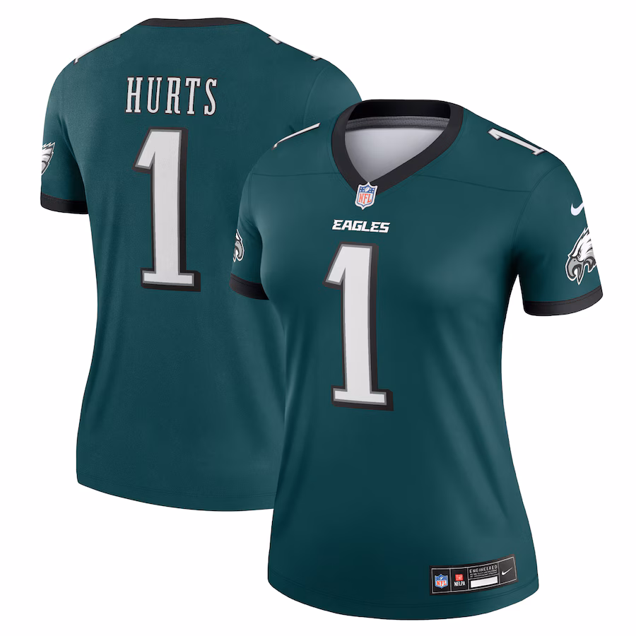 Women's Philadelphia Eagles Jalen Hurts Nike Midnight Green Legend Player Performance Top - U-jersey