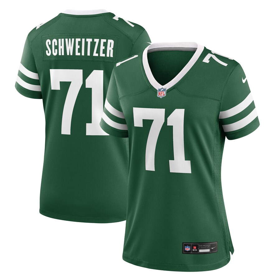 Women's New York Jets Wes Schweitzer Nike Legacy Green Team Game Jersey - U-jersey