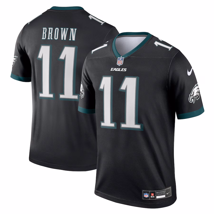 Men's Philadelphia Eagles A.J. Brown Nike Black Alternate Legend Player Performance Top - U-jersey