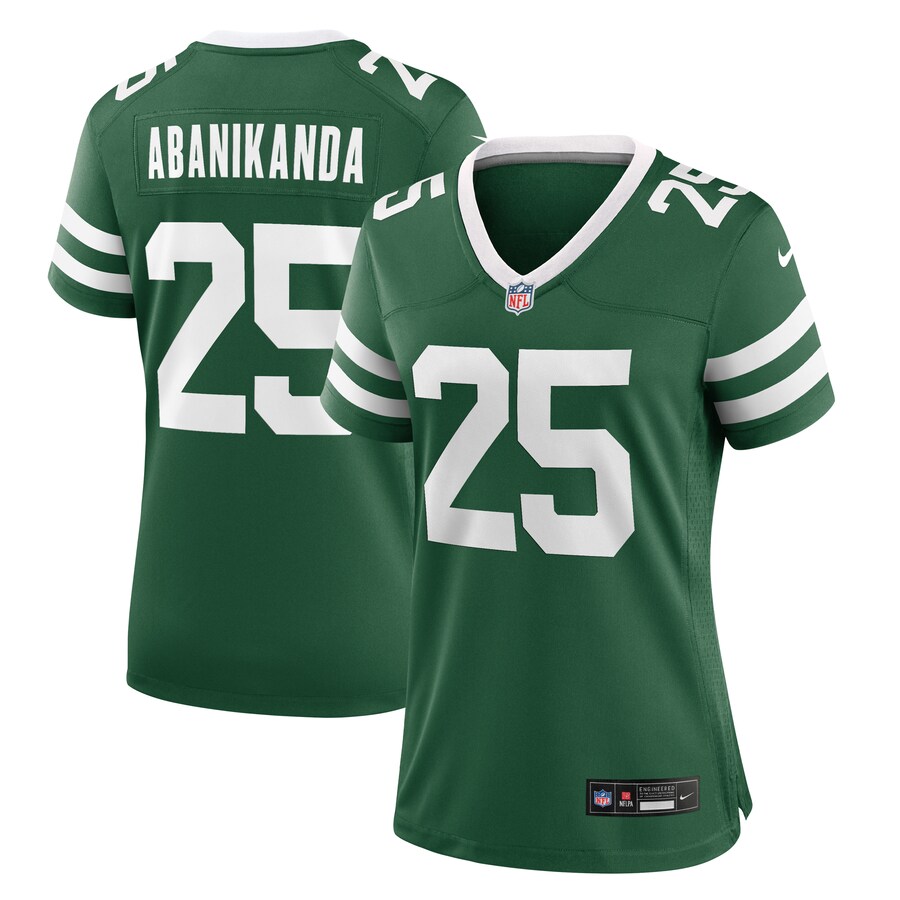 Women's New York Jets Israel Abanikanda Nike Legacy Green Team Game Jersey - U-jersey