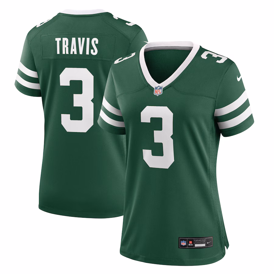 Women's New York Jets Jordan Travis Nike Legacy Green Team Game Jersey - U-jersey
