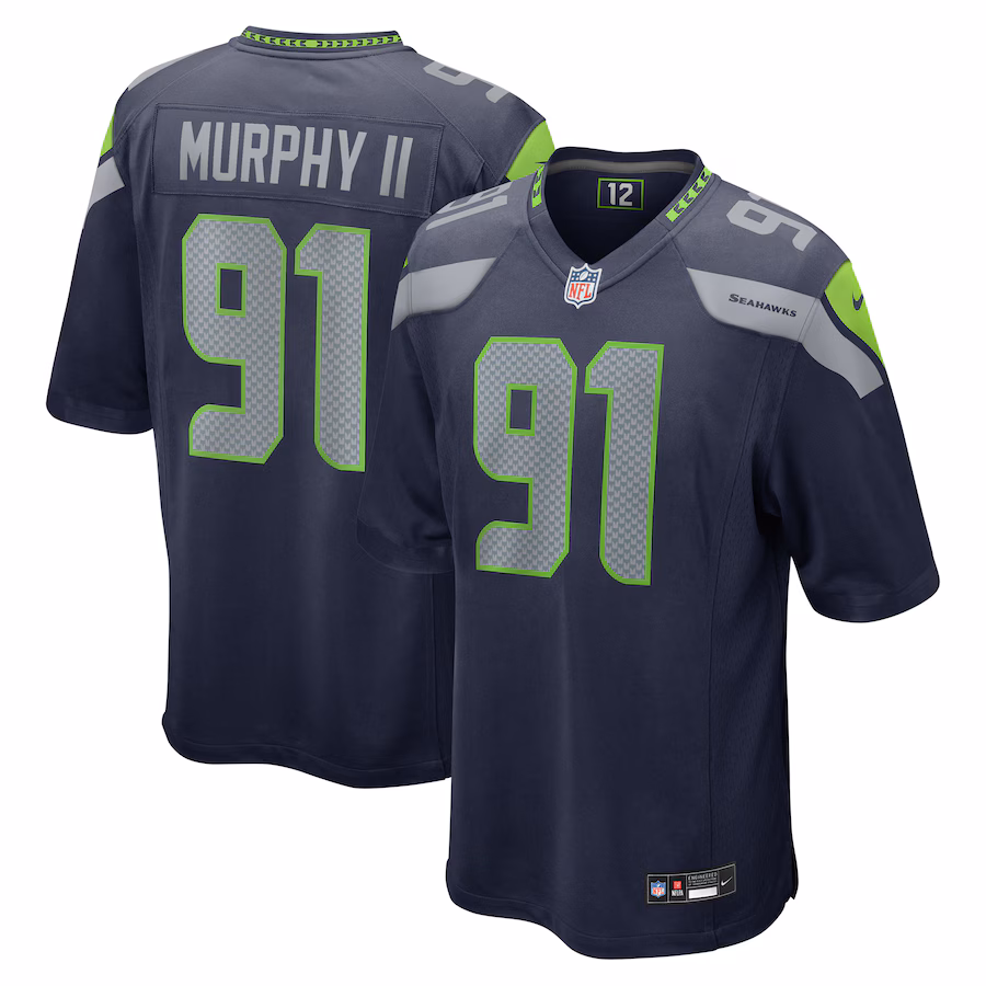 Men's Seattle Seahawks Byron Murphy II Nike College Navy Player Game Jersey - U-jersey