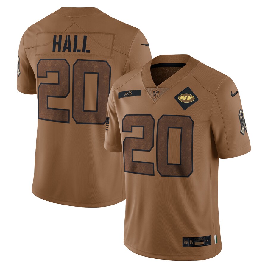 Men's New York Jets Breece Hall Nike Brown Salute To Service Limited Jersey - U-jersey