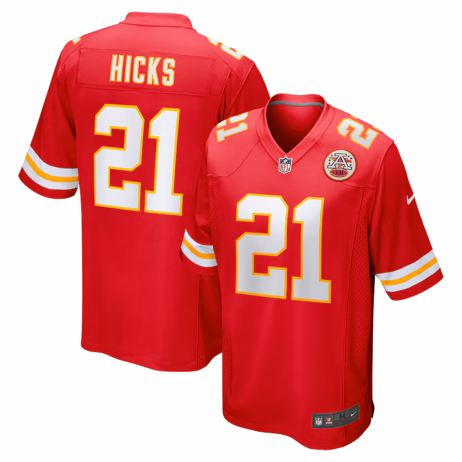 Men's Kansas City Chiefs Jaden Hicks Nike Red Game Jersey - U-jersey