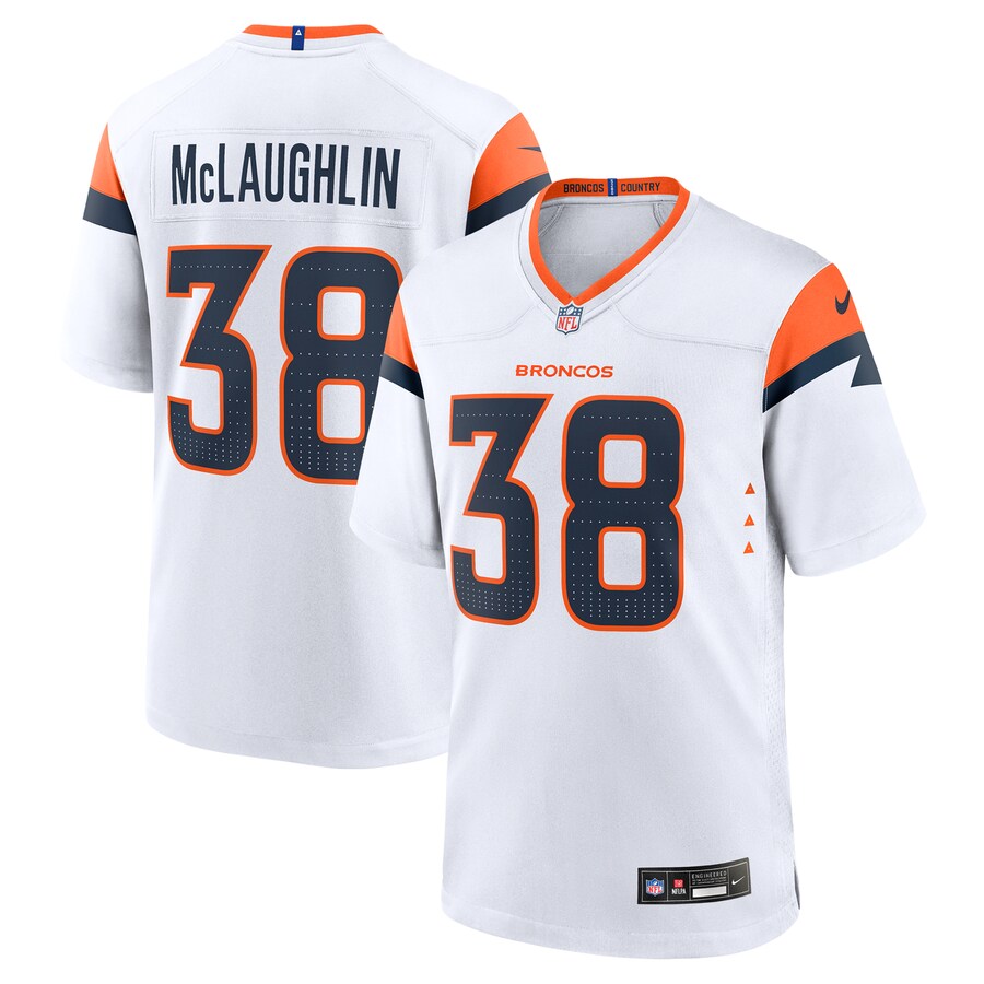 Men's Denver Broncos Jaleel McLaughlin Nike White Game Jersey - U-jersey