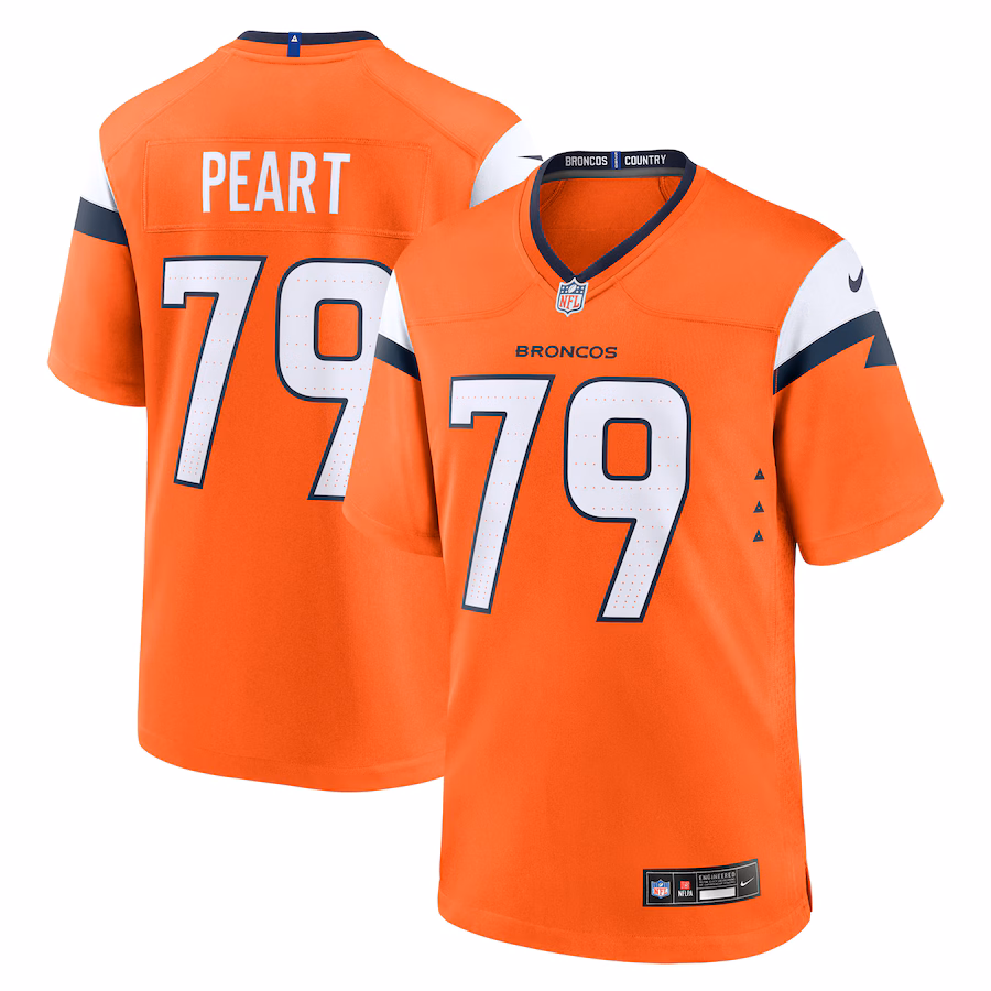 Men's Denver Broncos Matt Peart Nike Orange Team Game Jersey - U-jersey