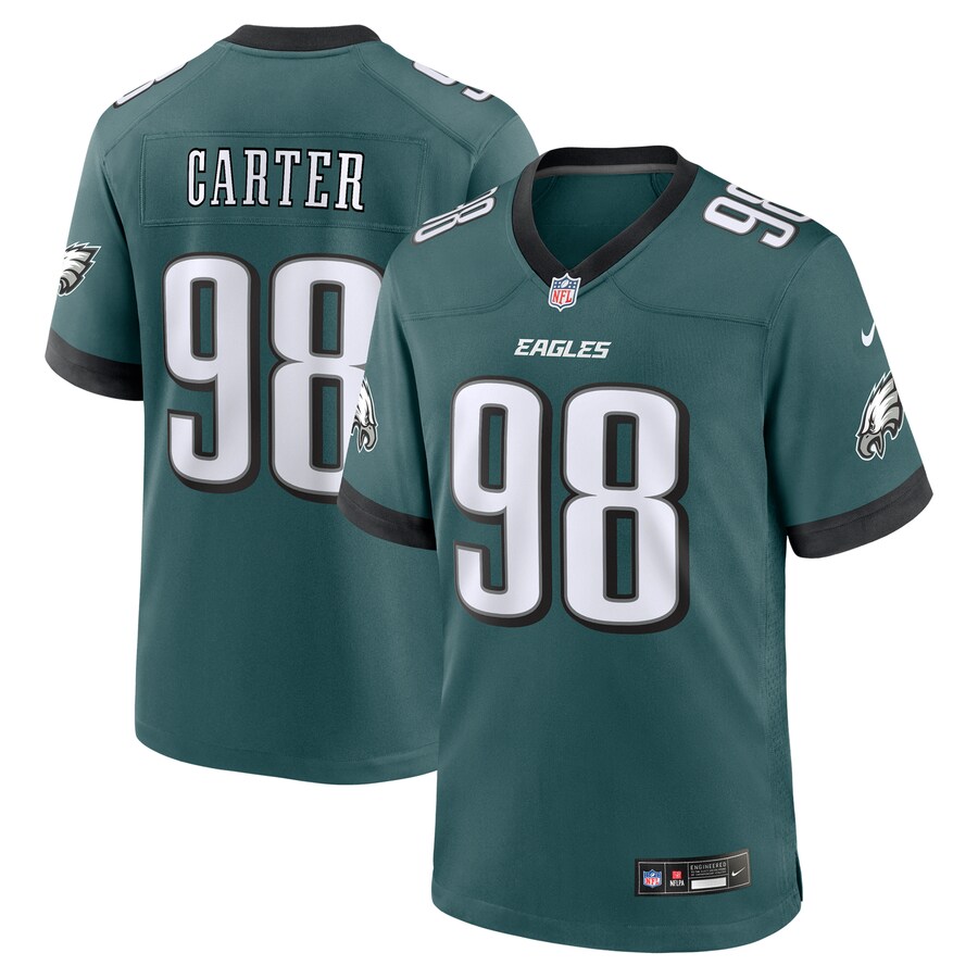 Men's Philadelphia Eagles Jalen Carter Nike Midnight Green Team Game Jersey - U-jersey