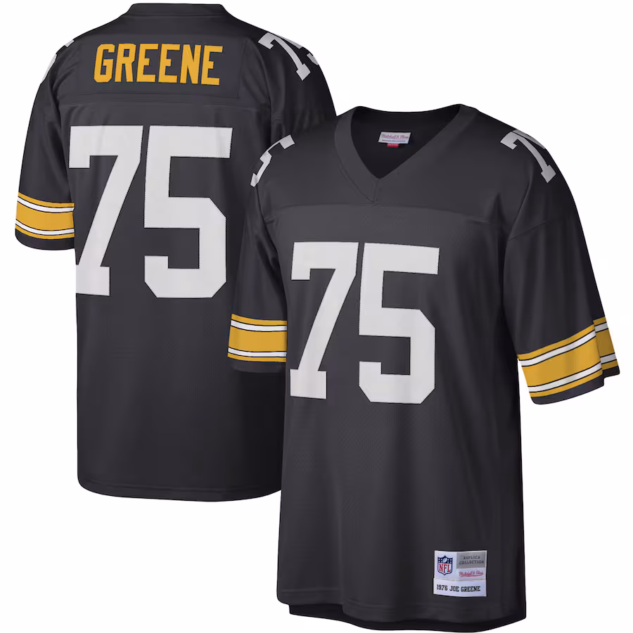 Men's Pittsburgh Steelers Joe Greene Mitchell & Ness Black Legacy Replica Jersey - U-jersey