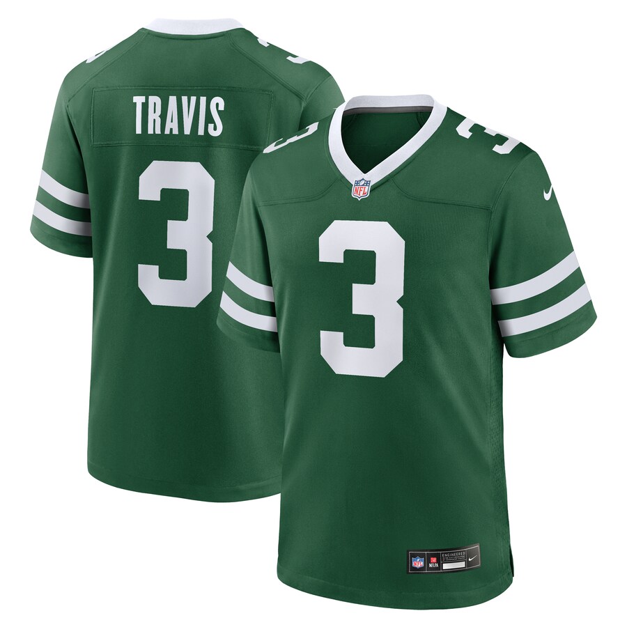 Men's New York Jets Jordan Travis Nike Legacy Green Team Game Jersey - U-jersey