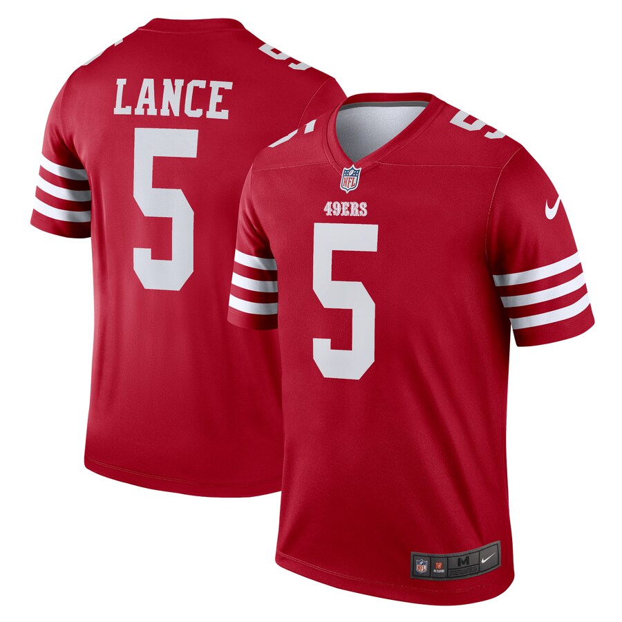 Men's San Francisco 49ers Trey Lance Nike Scarlet Team Legend Player Performance Top - U-jersey