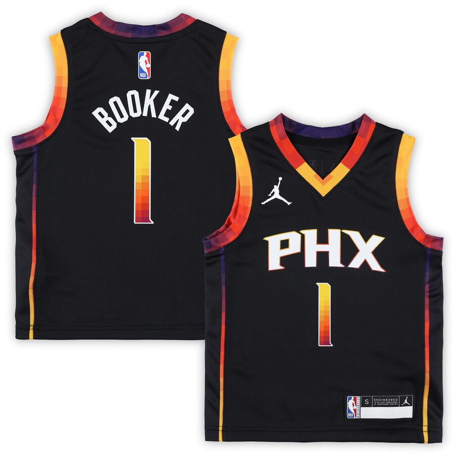 Preschool Phoenix Suns Devin Booker Jordan Brand Black 2022/23 Swingman Jersey - Statement Edition - U-jersey