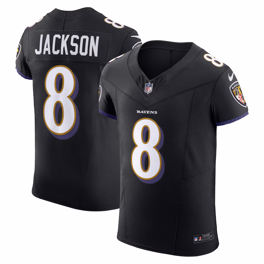 Men's Baltimore Ravens Lamar Jackson Nike Black Alternate Vapor F.U.S.E. Elite Jersey - U-jersey