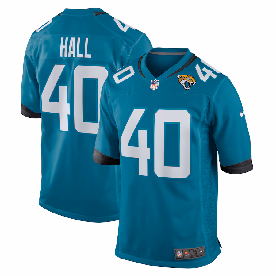 Men's Jacksonville Jaguars Tyler Hall Nike Teal Team Game Jersey - U-jersey