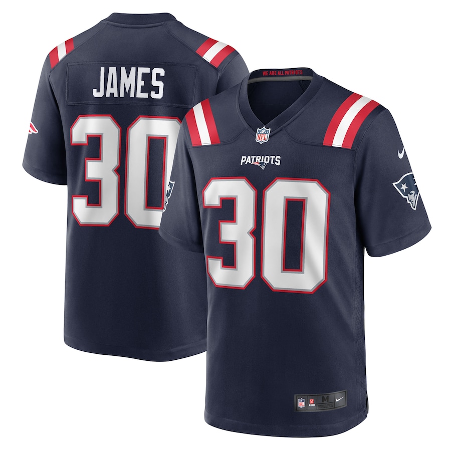 Men's New England Patriots D.J. James Nike Navy Team Game Jersey - U-jersey