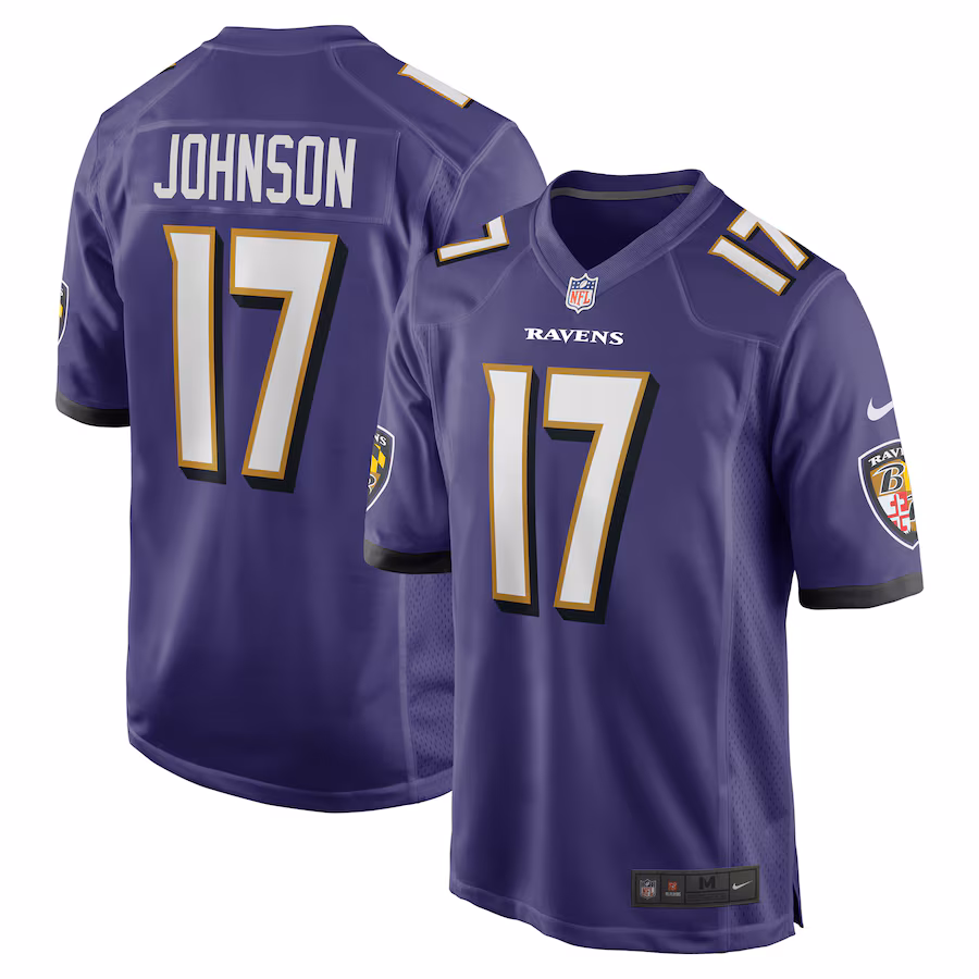 Men's Baltimore Ravens Josh Johnson Nike Purple Team Game Jersey - U-jersey