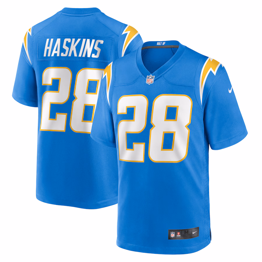 Men's Los Angeles Chargers Hassan Haskins Nike Powder Blue Team Game Jersey - U-jersey