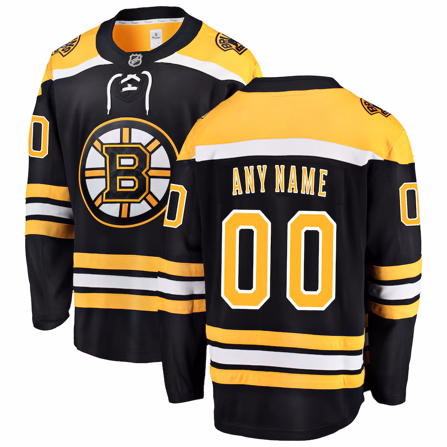 Men's Boston Bruins Fanatics Black Home Breakaway Custom Jersey - U-jersey