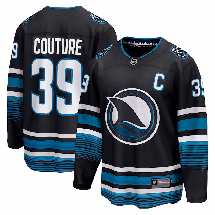 Men's San Jose Sharks Logan Couture Fanatics Black Alternate Premier Breakaway Player Jersey - U-jersey