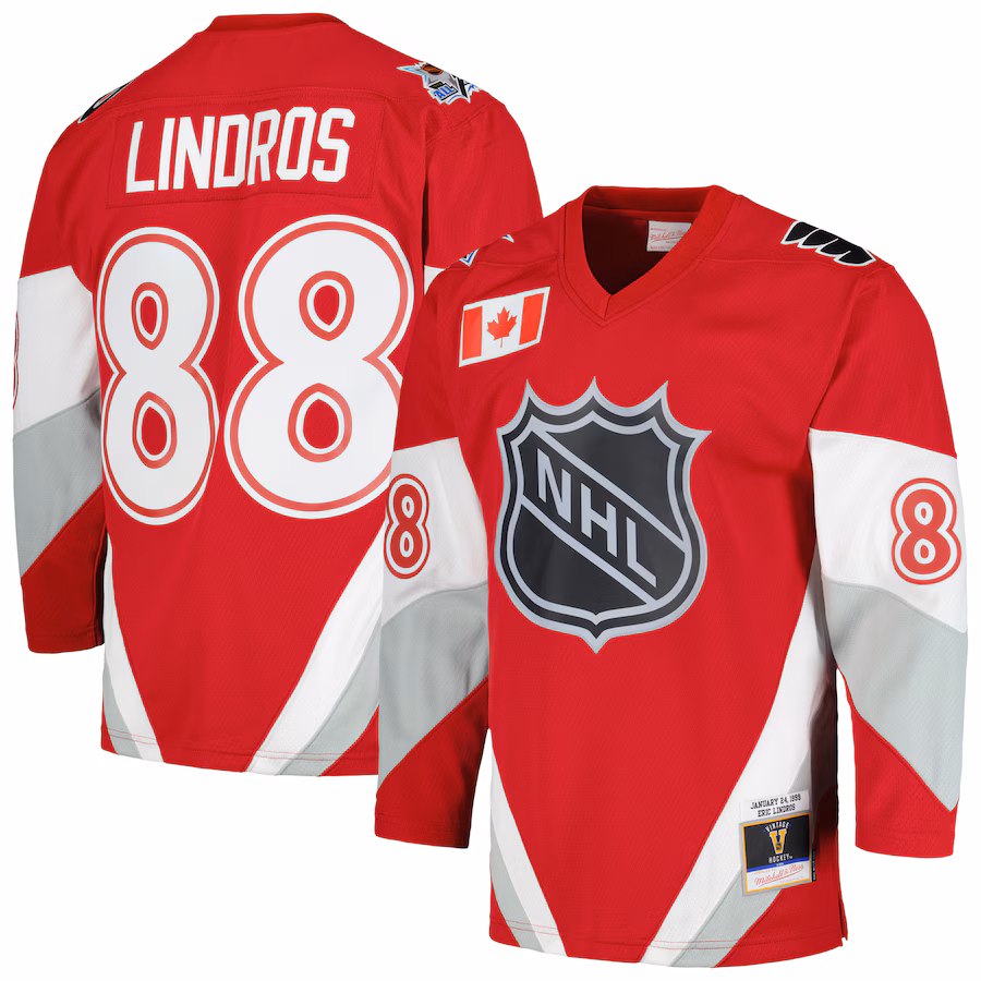 Men's Eric Lindros Mitchell & Ness Scarlet 1999 NHL All-Star Game Blue Line Player Jersey - U-jersey
