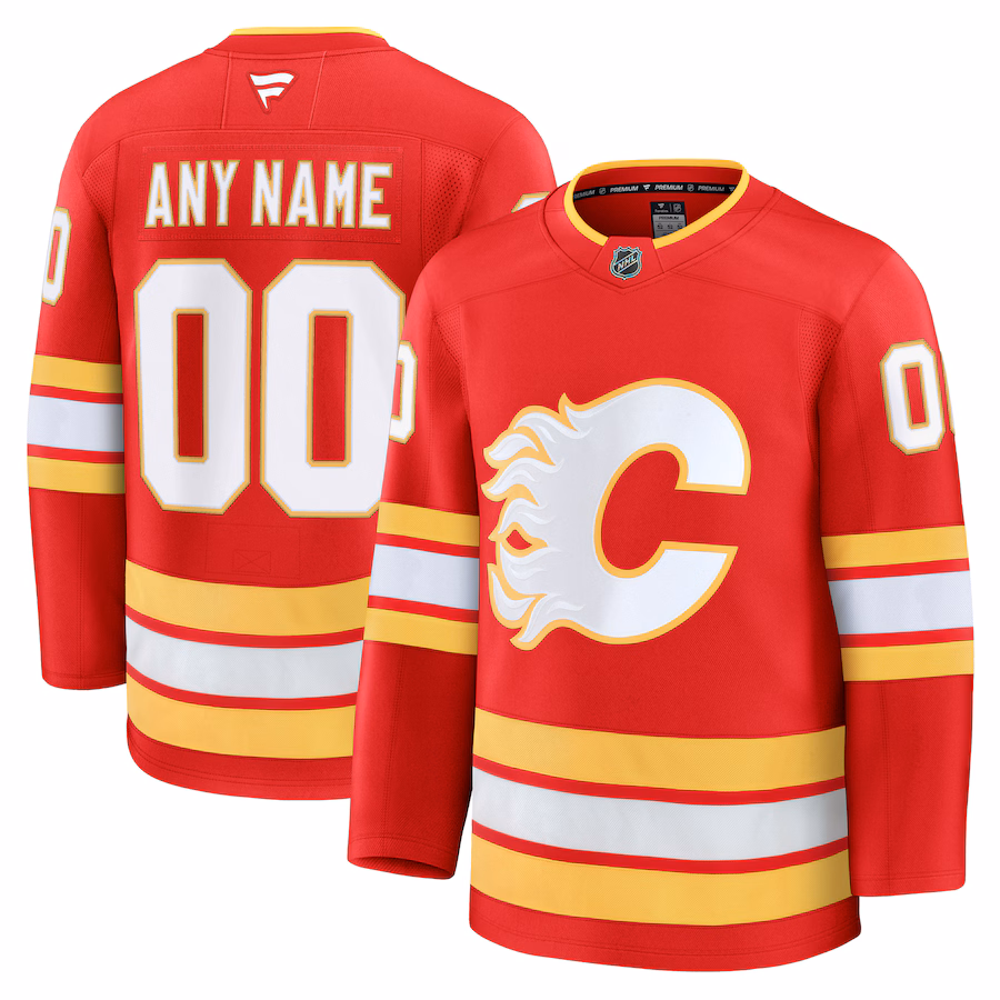Men's Calgary Flames Fanatics Red Home Premium Custom Jersey - U-jersey