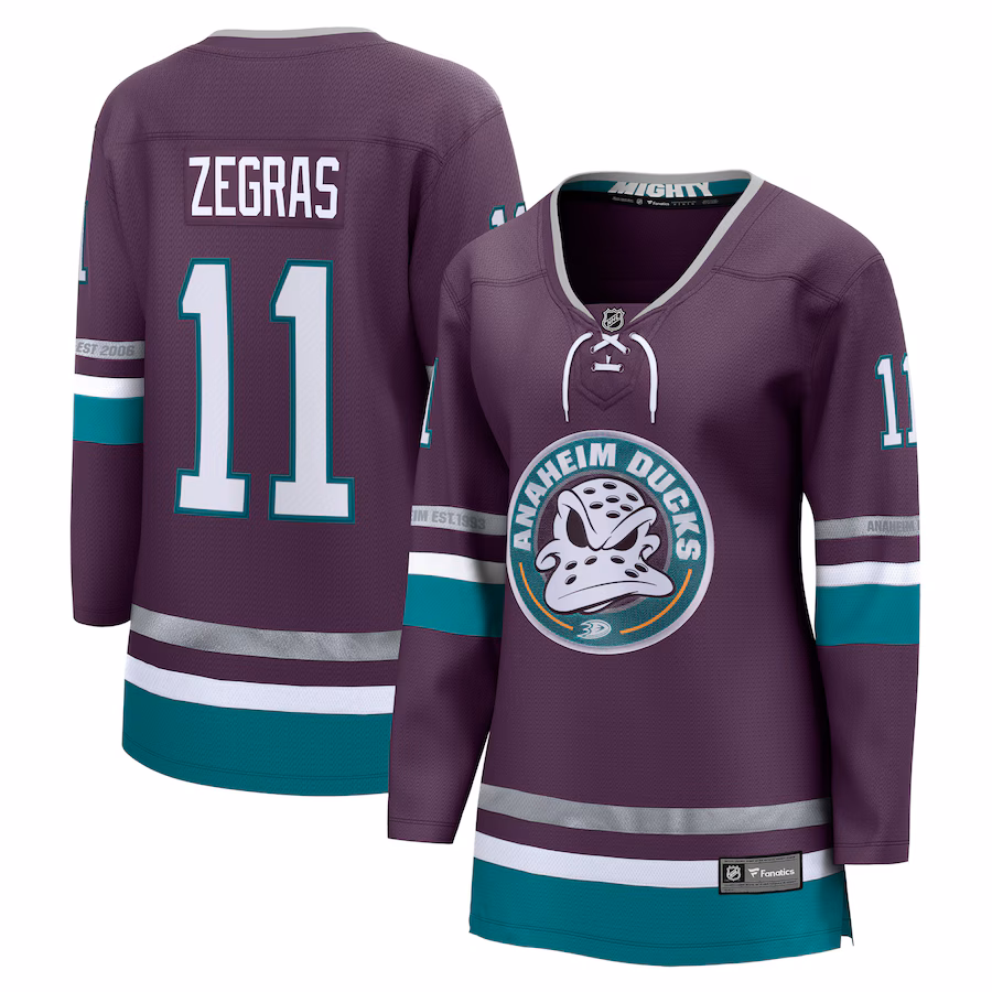 Women's Anaheim Ducks Trevor Zegras Fanatics Purple Alternate Premier Breakaway Player Jersey - U-jersey