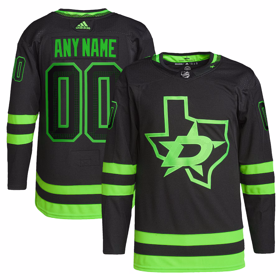 Men's Dallas Stars adidas Black Alternate Primegreen Authentic Custom Jersey - U-jersey