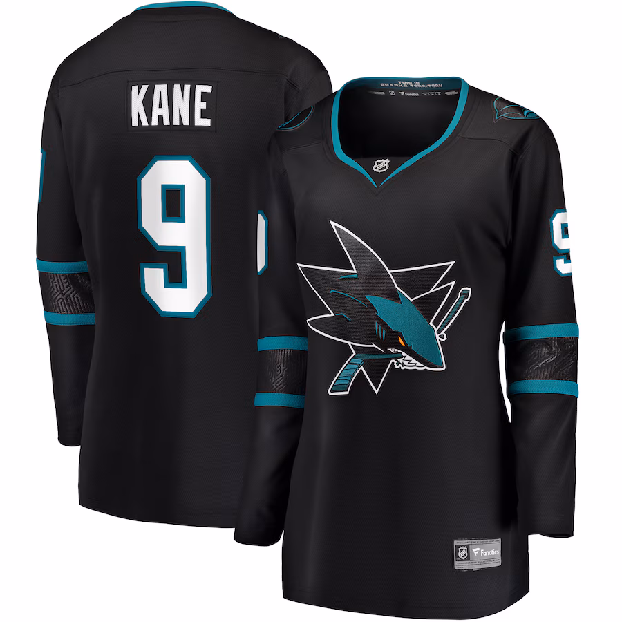 Women's San Jose Sharks Evander Kane Fanatics Black Alternate Premier Breakaway Jersey - U-jersey