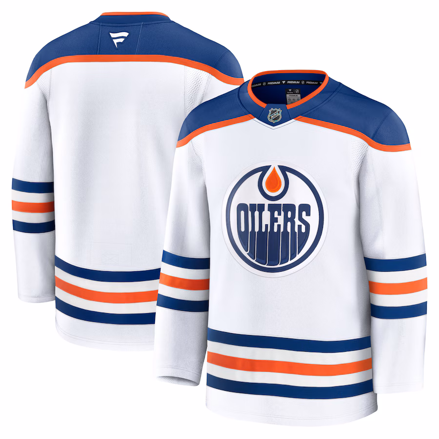 Men's Edmonton Oilers Fanatics White Away Premium Jersey - U-jersey