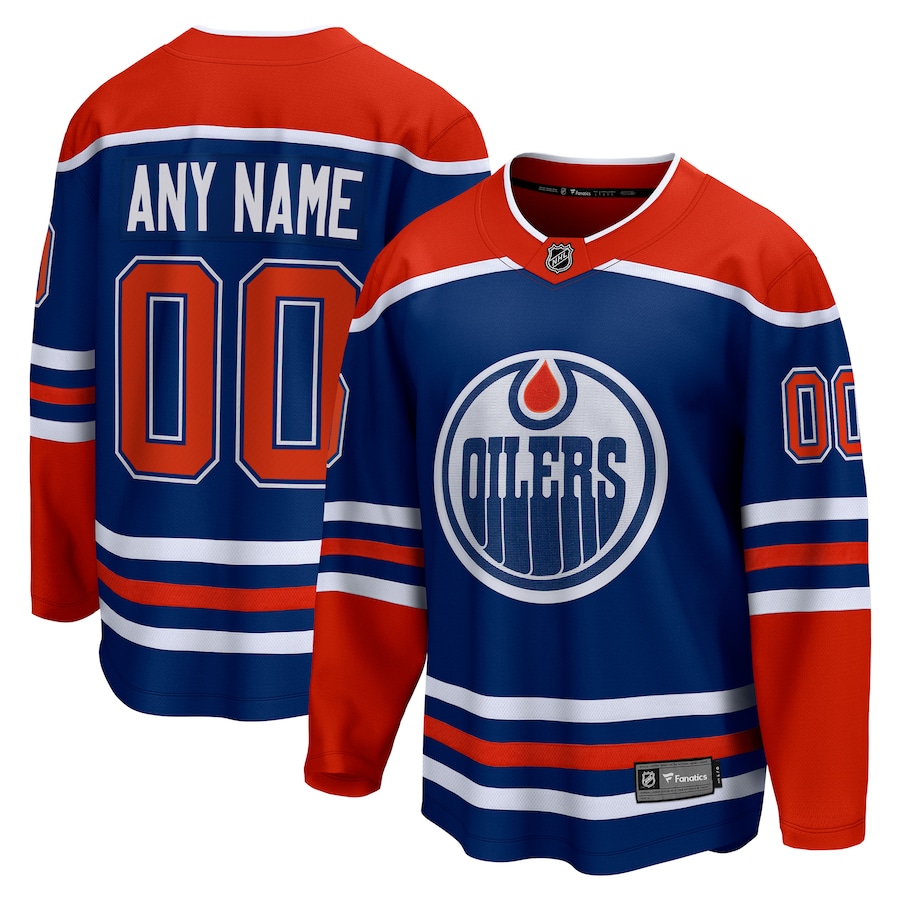 Men's Edmonton Oilers Fanatics Royal Home Breakaway Custom Jersey - U-jersey