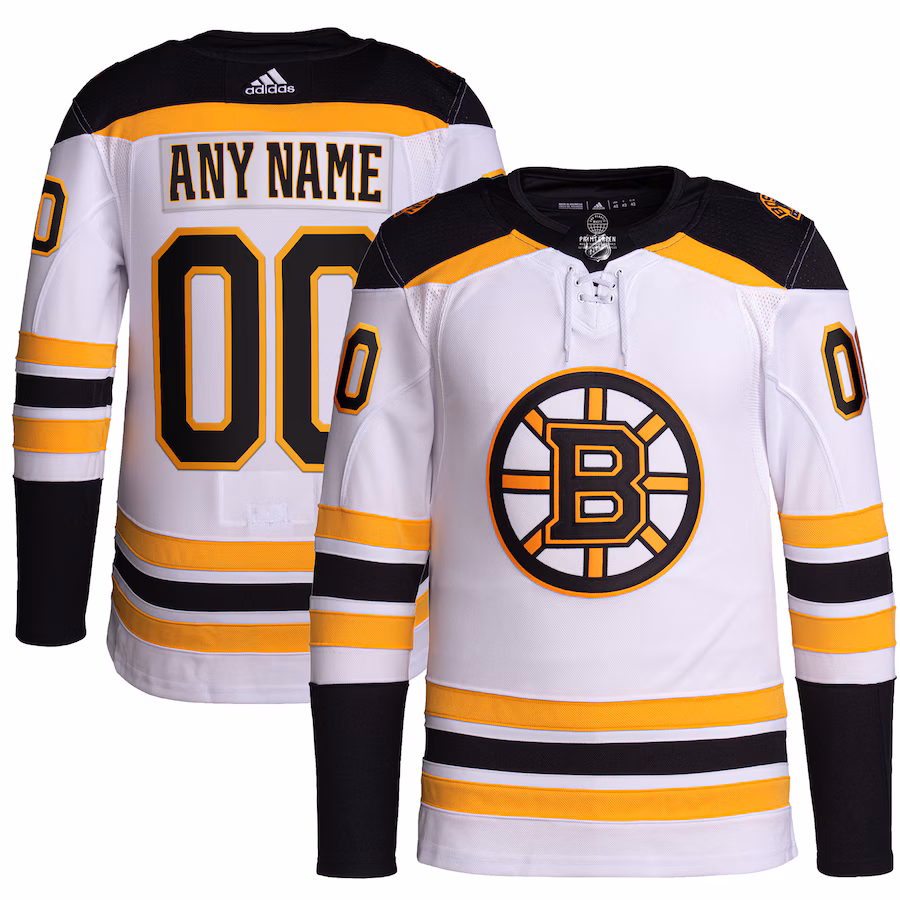 Men's Boston Bruins adidas White Away Primegreen Authentic Custom Jersey - U-jersey