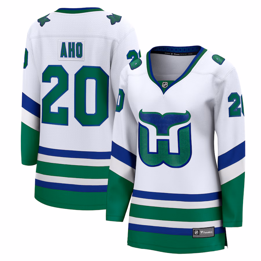 Women's Carolina Hurricanes Sebastian Aho Fanatics White Whalers Premier Breakaway Jersey - U-jersey