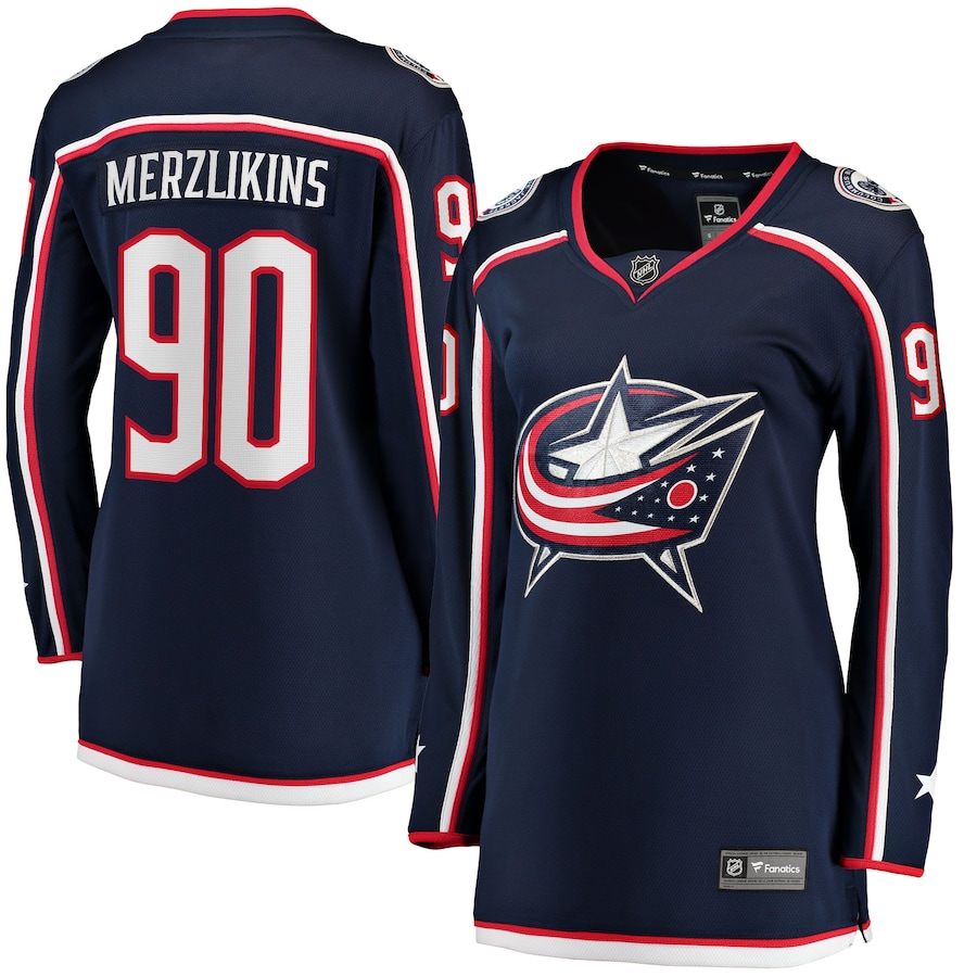 Women's Columbus Blue Jackets Elvis Merzlikins Fanatics Navy Home Breakaway Jersey - U-jersey