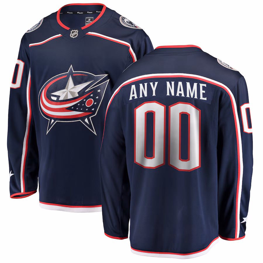 Men's Columbus Blue Jackets Fanatics Navy Home Breakaway Custom Jersey - U-jersey