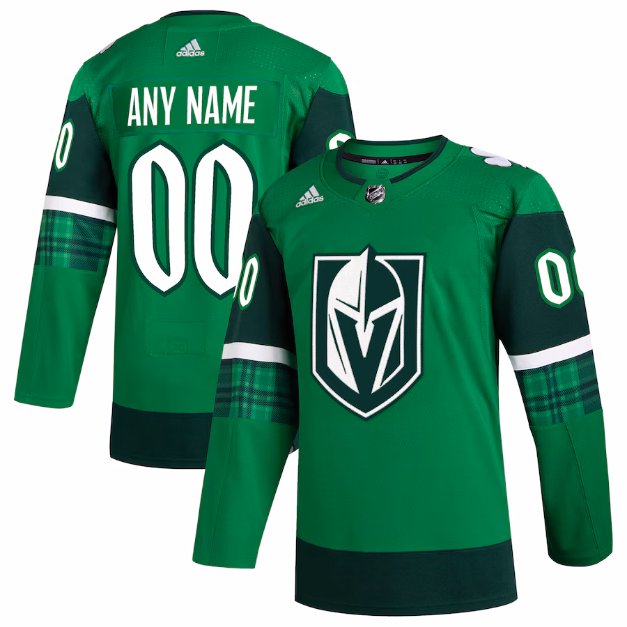 Men's Vegas Golden Knights adidas Kelly Green St. Patrick's Day Authentic Custom Jersey - U-jersey