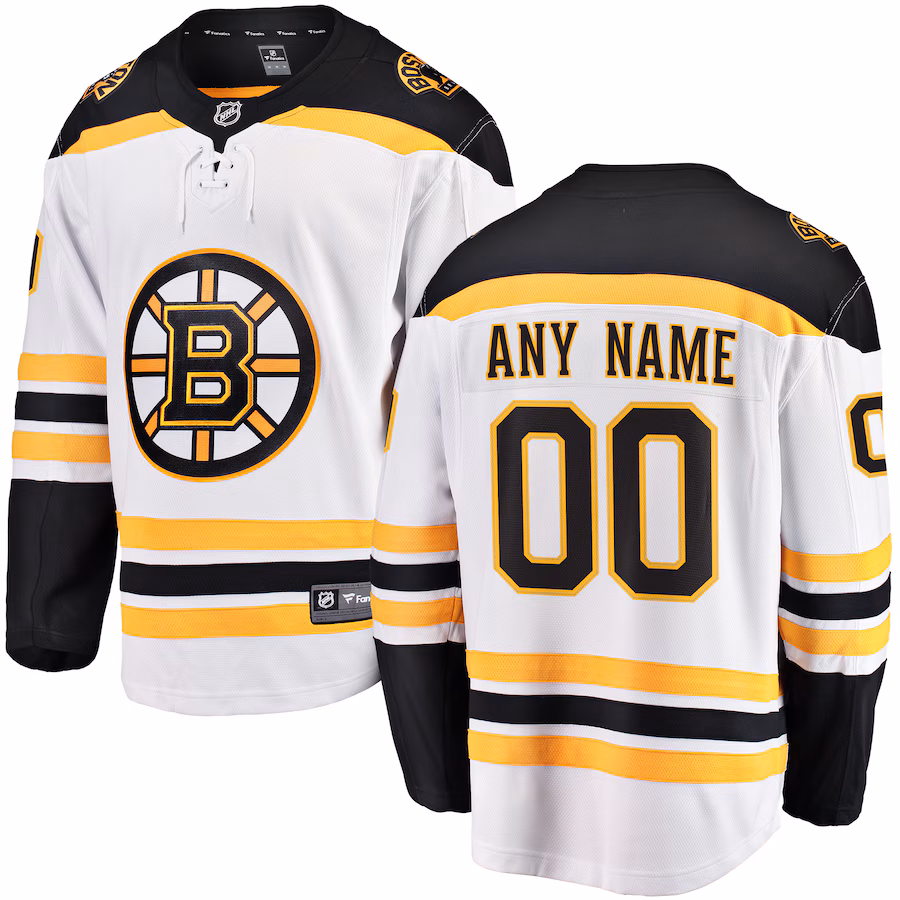 Men's Boston Bruins Fanatics White Away Breakaway Custom Jersey - U-jersey