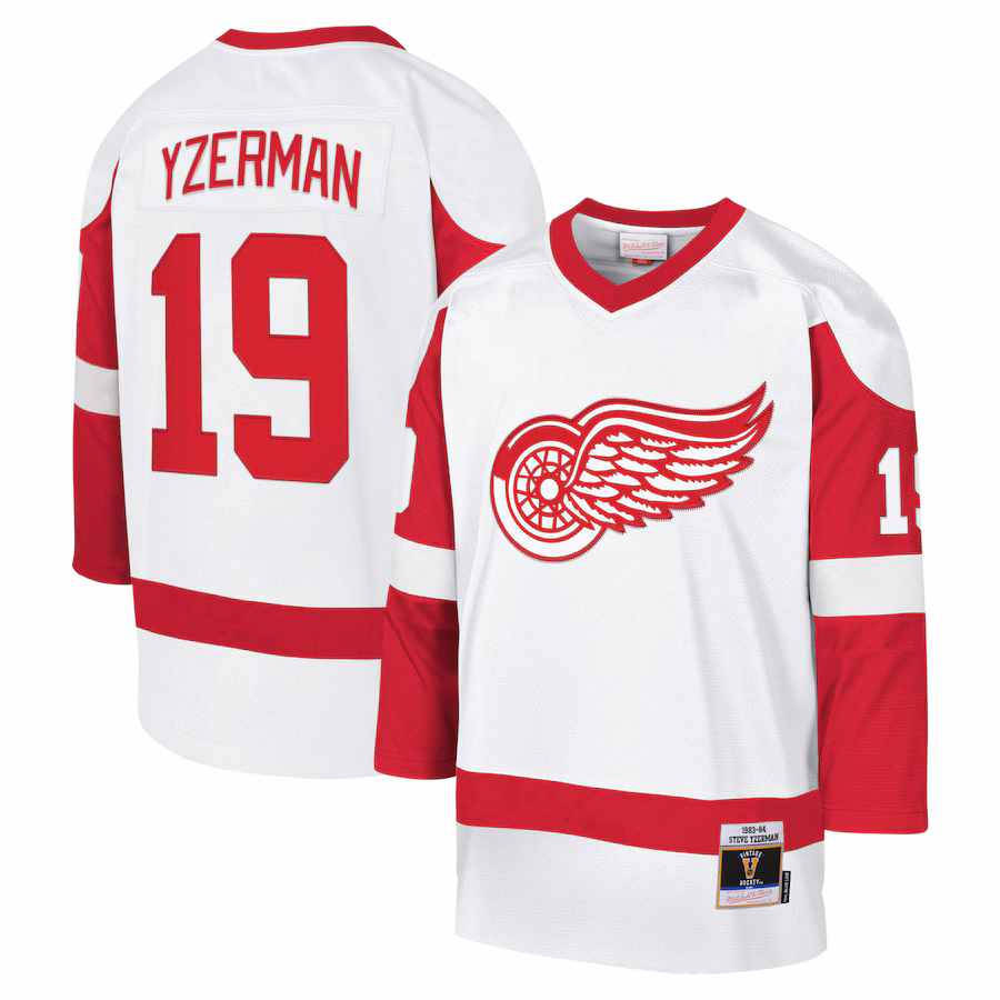 Youth Detroit Red Wings Steve Yzerman Mitchell & Ness White 1983-84 Blue Line Player Jersey - U-jersey