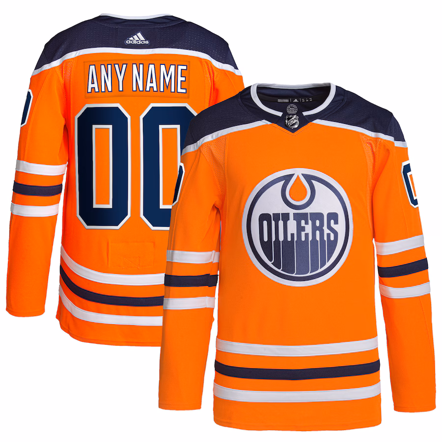 Men's Edmonton Oilers adidas Orange Home Primegreen Authentic Custom Jersey - U-jersey