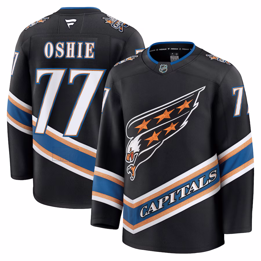 Men's Washington Capitals TJ Oshie Fanatics Black Alternate 50th Anniversary Premium Jersey - U-jersey