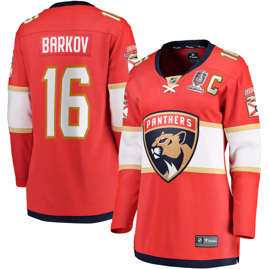 Women's Florida Panthers Aleksander Barkov Fanatics Red Home 2024 Stanley Cup Champions Breakaway Player Jersey - U-jersey