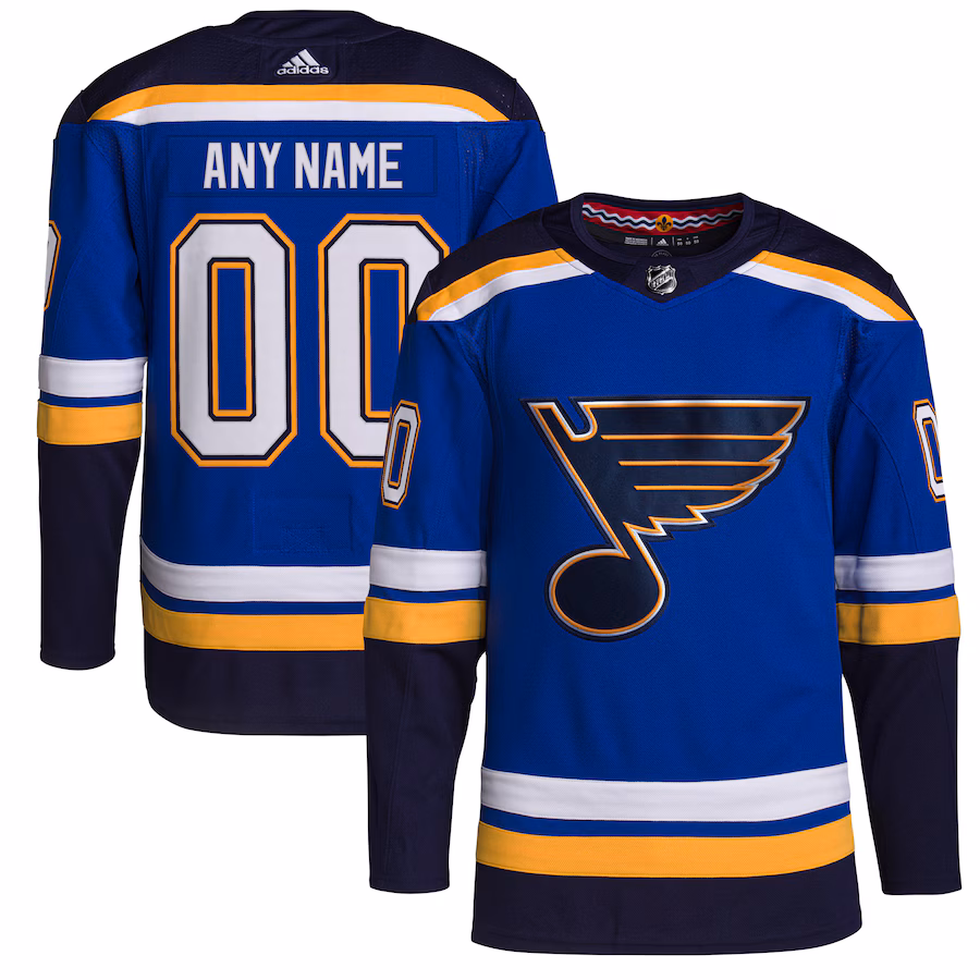 Men's St. Louis Blues adidas Royal Home Primegreen Authentic Custom Jersey - U-jersey