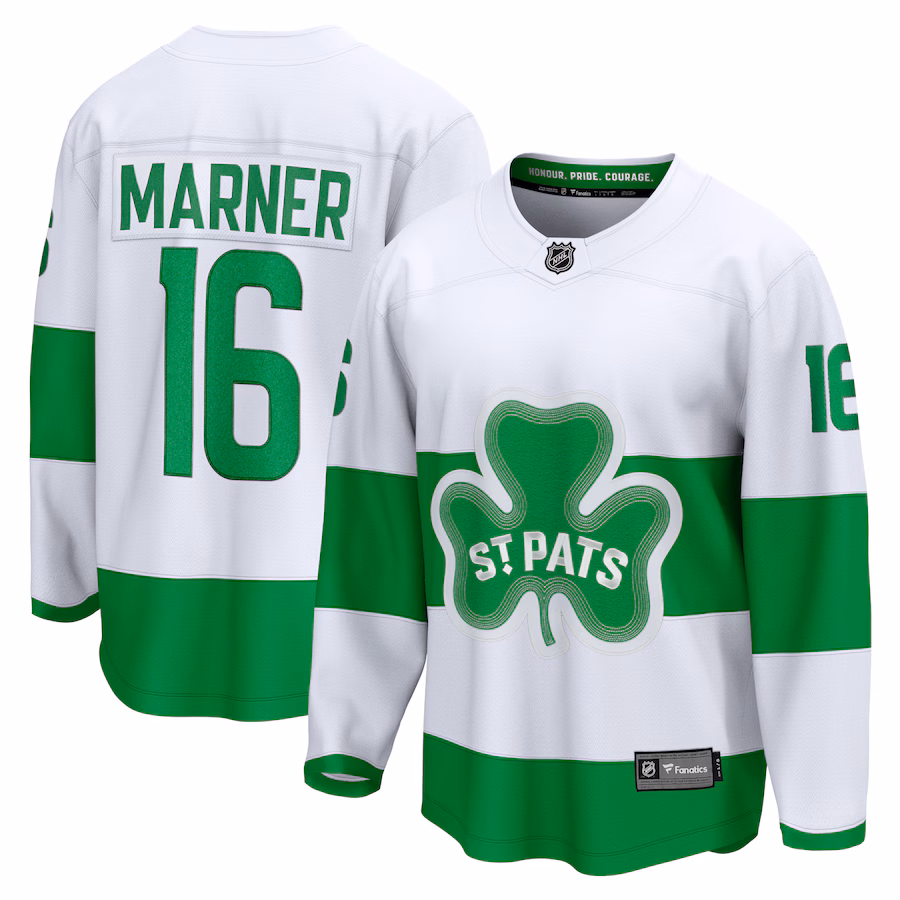Men's Toronto Maple Leafs Mitch Marner Fanatics White St. Patricks Alternate Premier Breakaway Player Jersey - U-jersey