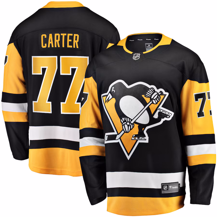 Men's Pittsburgh Penguins Jeff Carter Fanatics Black Home Breakaway Replica Jersey - U-jersey