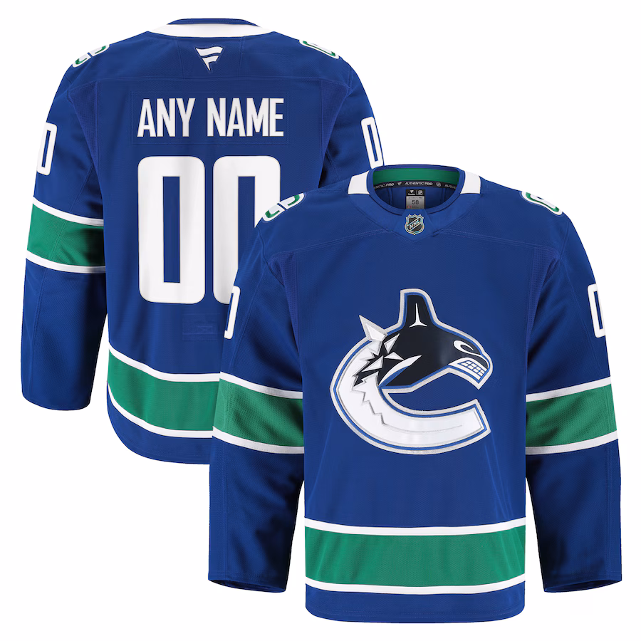 Men's Vancouver Canucks Fanatics Blue Home Authentic Pro Custom Jersey - U-jersey