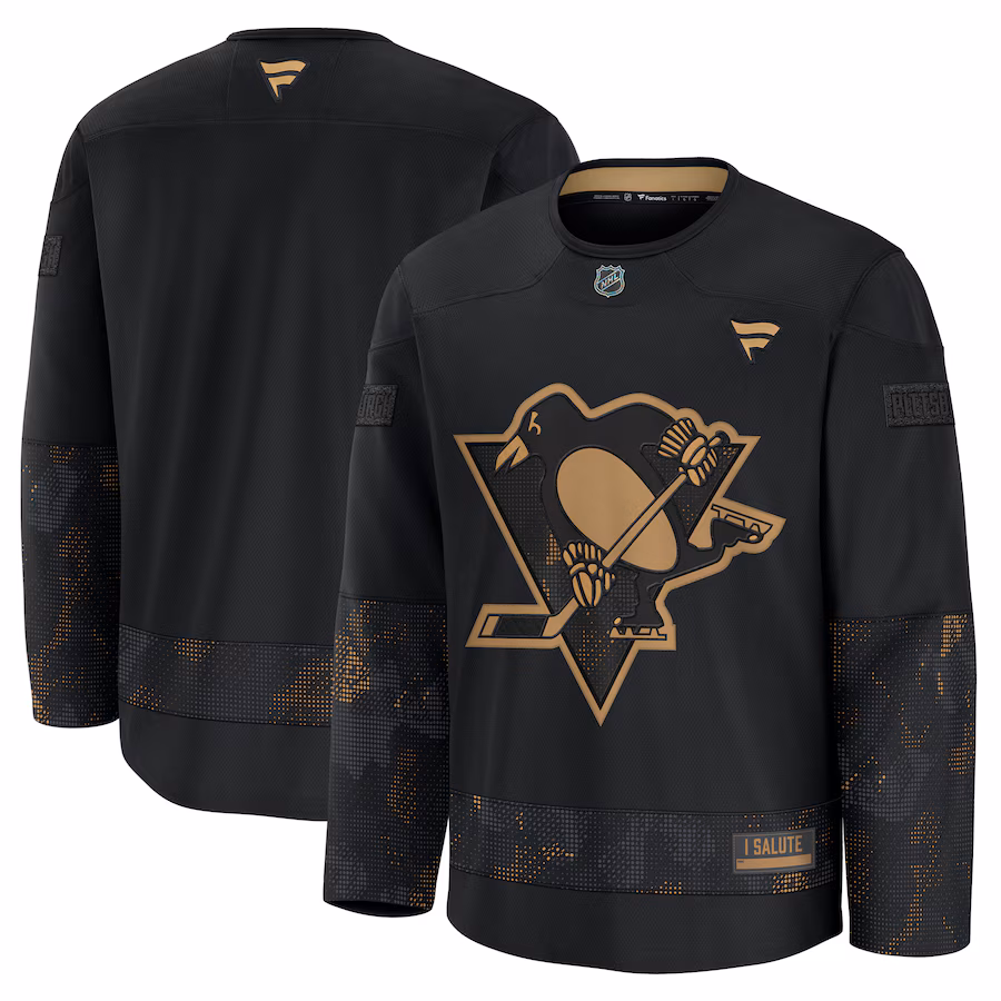 Men's Pittsburgh Penguins Fanatics Black 2024 Military Appreciation Practice Jersey - U-jersey