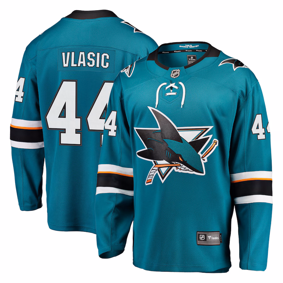 Men's San Jose Sharks Marc-Edouard Vlasic Fanatics Teal Premier Breakaway Player Jersey - U-jersey