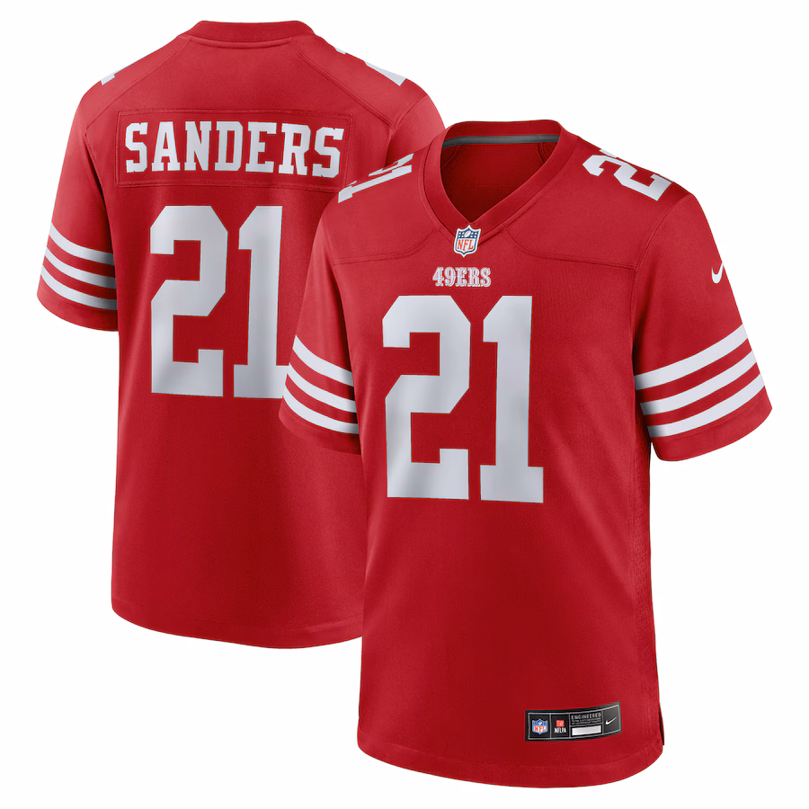 Men's San Francisco 49ers Deion Sanders Nike  Scarlet Team Retired Player Game Jersey - U-jersey